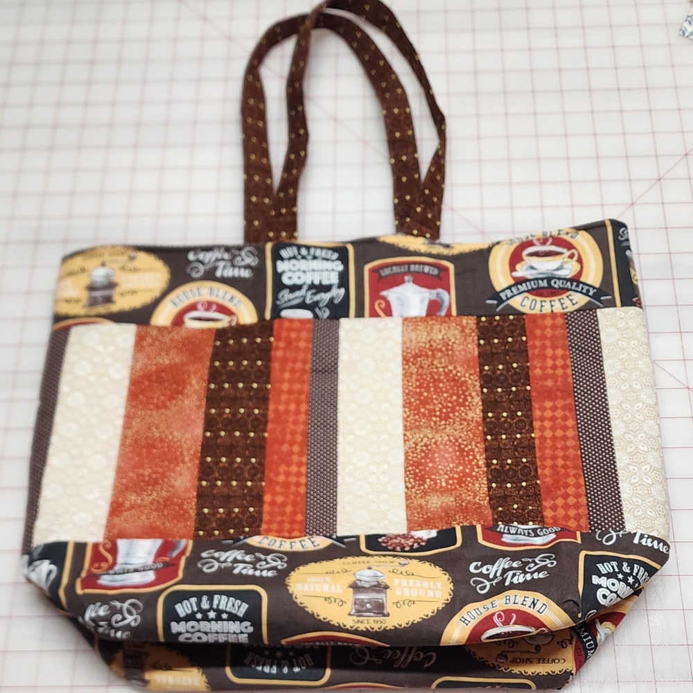 Handmade Colorful Coffee-Themed Tote Bag NWOT
